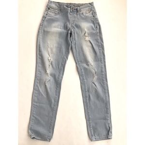 Justice Girls Distressed Light Blue Jeans    12R